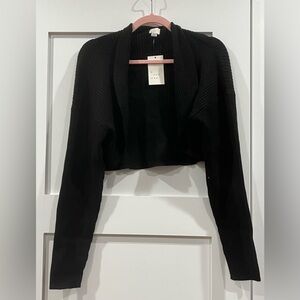 NWT A New Day Ribbed Knit Open Bolero Shrug in Black - Size 1X